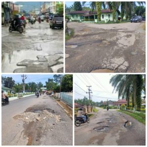 Sejumlah Jalan Di Kota Rantaupapat Kupak-kapik, Terutama Dekat Kantor Bupati