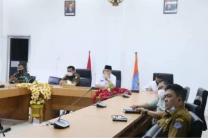 Pemkab Labuhanbatu Ikuti Video Confrence Bersama Mendagri. Tiga Titik Penyekatan Mudik Disiapkan