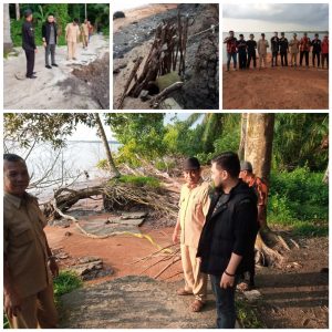 CAMAT RUPAT TINJAU PERDANA ABRASI PANTAI ABUK TELUK TUNGKU DAN SAMBANGI KEHGIATAN IBU IBU PKK SERTA SURPEY KEADAAN JALAN DESA