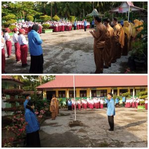 HARI ANAK NASIONAL 23 JULI 2022, MAHASISWA KKN UIN SUSKA RIAU BERBASIS KEARIPAN LOKAL DI SDN 19 RUPAT, ESTRA KURIKULER, PESERTA UPACARA SEMANGAT YANG AMAT GEMBIRA 