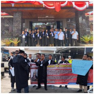 Pasca Ditetapkannya Kamaruddin Simanjuntak sebagai Tersangka, Puluhan Advokat Tabagsel Lakukan Aksi Solidaritas ke Polres Sidimpuan dan Tapsel